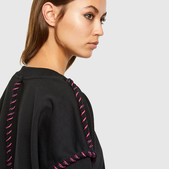 Diesel Black Cotton Pink Rope Sweatshirt F-Twister Size Medium Metal Tag Detail - Picture 4 of 11